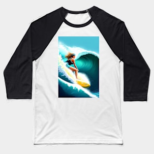 Woman Surfer Baseball T-Shirt